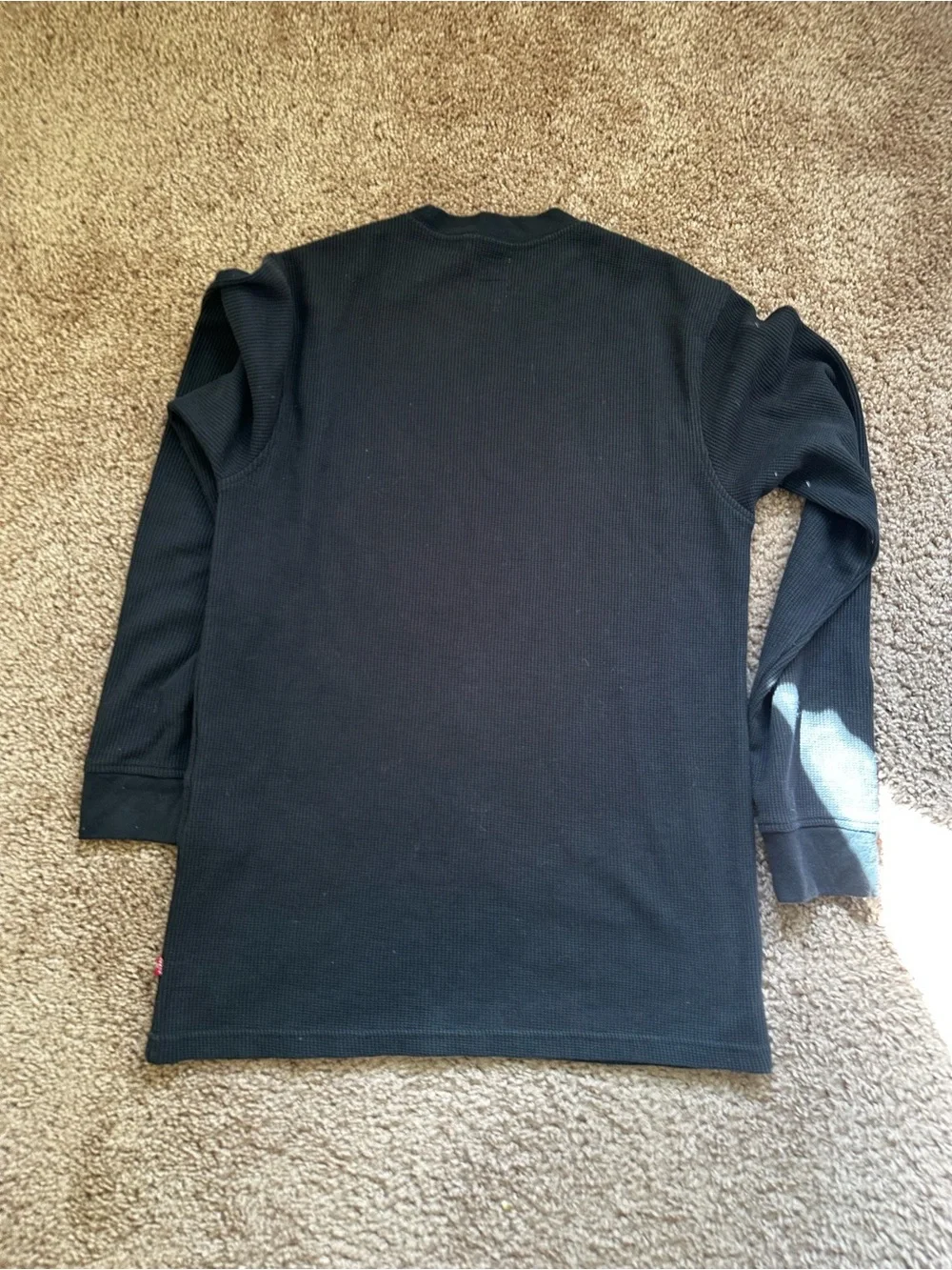 Levi's Men's Black Long Sleeve Waffle Thermal Crewneck